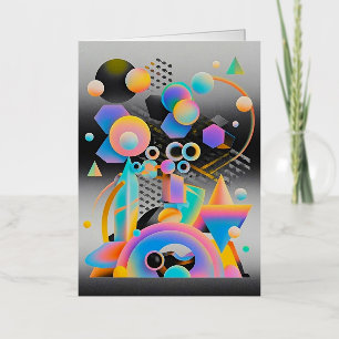 Levendige en grillige abstracte geometrische kunst folie wenskaart