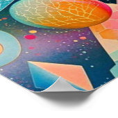Levendige en grillige abstracte geometrische kunst poster (Hoek)