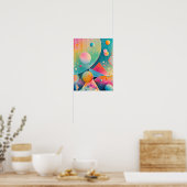 Levendige en grillige abstracte geometrische kunst poster (Keuken)