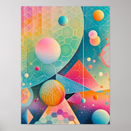 Levendige en grillige abstracte geometrische kunst poster