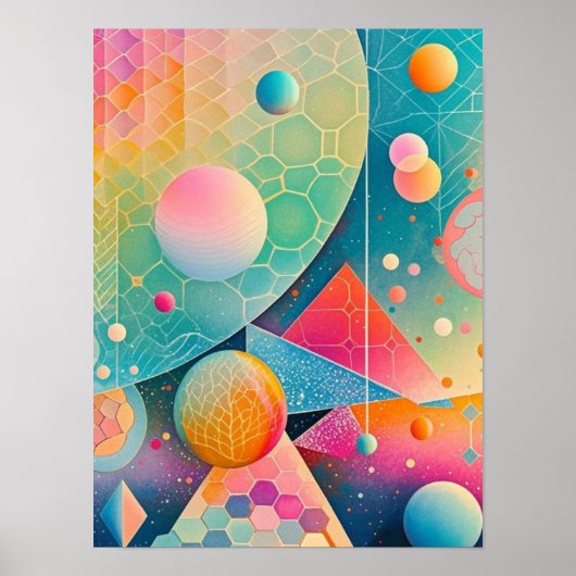 Levendige en grillige abstracte geometrische kunst poster (Voorkant)