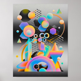 Levendige en grillige abstracte geometrische kunst poster
