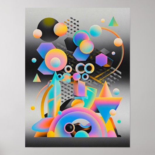 Levendige en grillige abstracte geometrische kunst poster (Voorkant)