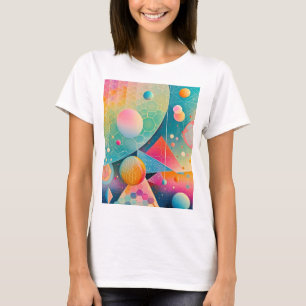 Levendige en grillige abstracte geometrische kunst t-shirt
