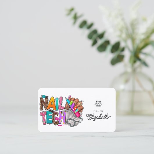 Levendige en kleurrijke Afro-Amerikaanse Nail Tech Visitekaartje (Staand voorkant)