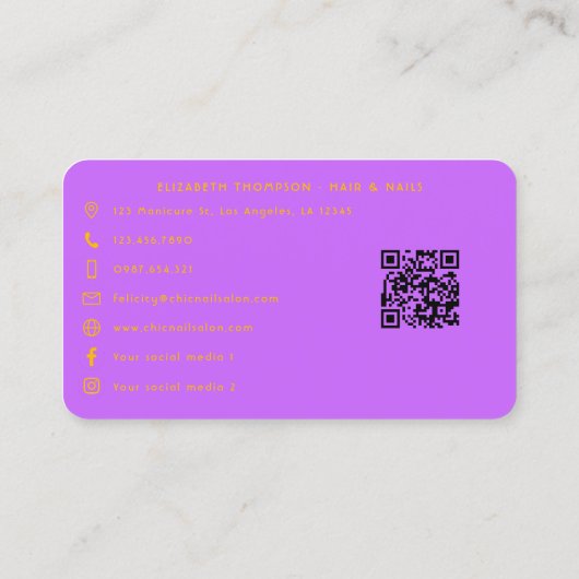 Levendige en kleurrijke Afro-Amerikaanse Nail Tech Visitekaartje (Achterkant)