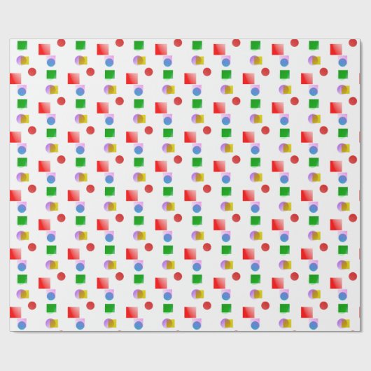 Levendige en kleurrijke cirkels en pleinen cadeaupapier (Vlak)