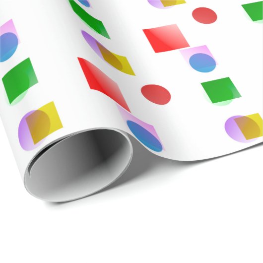 Levendige en kleurrijke cirkels en pleinen cadeaupapier (Rol Hoek)