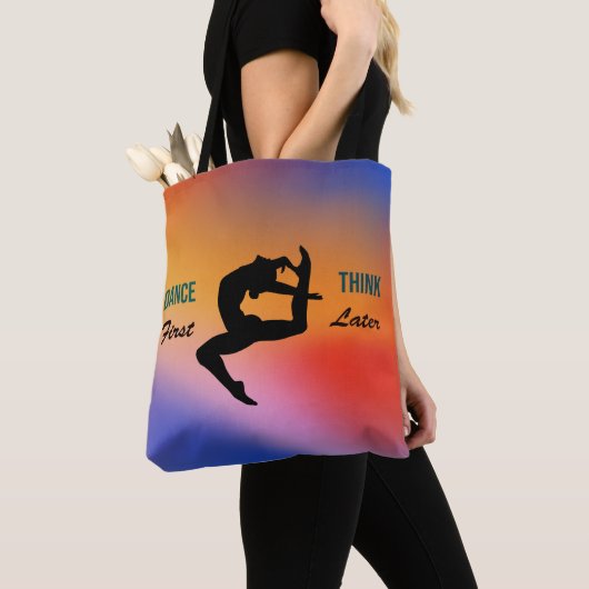 Levendige en kleurrijke Gradient Dance Quote Tote Bag (Dichtbij)