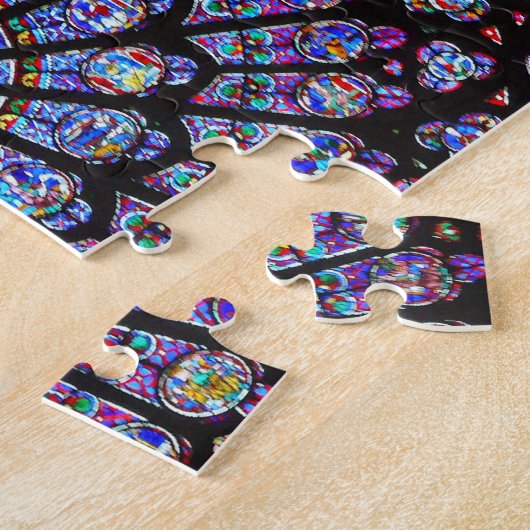 Levendige en kleurrijke Notre Dame-Glas in lood Legpuzzel (Zijkant)