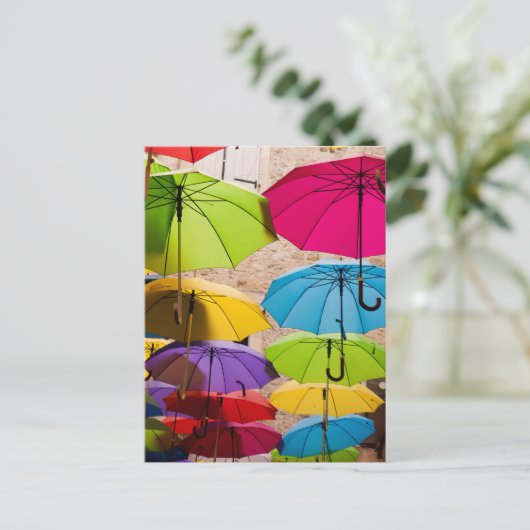 Levendige en kleurrijke paraplu's briefkaart (Staand voorkant)
