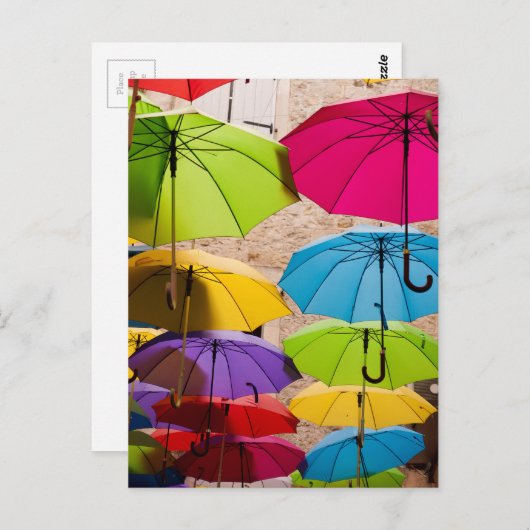 Levendige en kleurrijke paraplu's briefkaart (Voorkant / Achterkant)