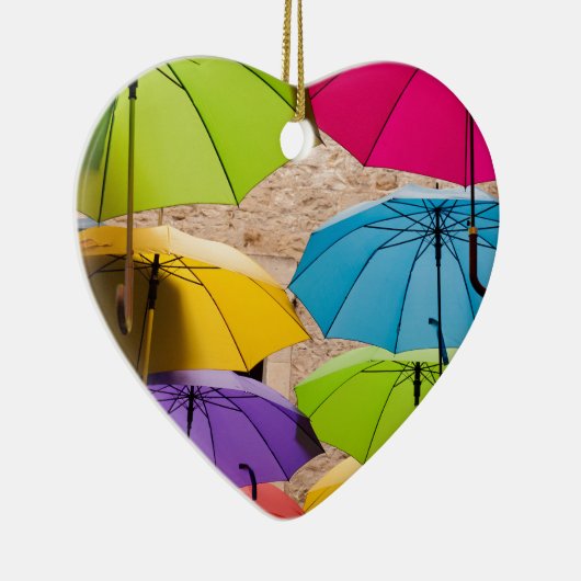 Levendige en kleurrijke paraplu's keramisch ornament (Rechts)