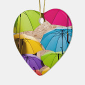 Levendige en kleurrijke paraplu's keramisch ornament (Links)