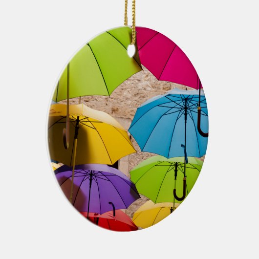 Levendige en kleurrijke paraplu's keramisch ornament (Rechts)