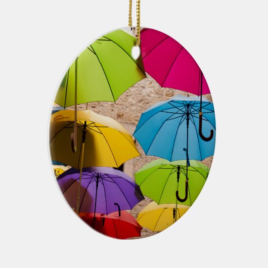 Levendige en kleurrijke paraplu's keramisch ornament (Rechts)