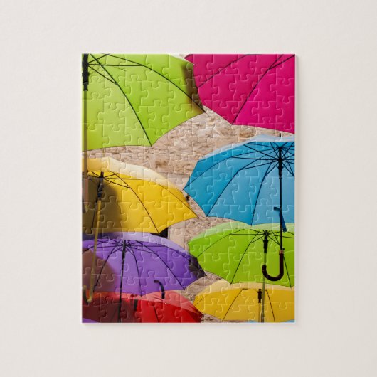 Levendige en kleurrijke paraplu's legpuzzel (Verticaal)
