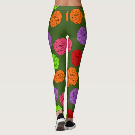 Levendige en kleurrijke Rozen - Groen Leggings (Achterkant)