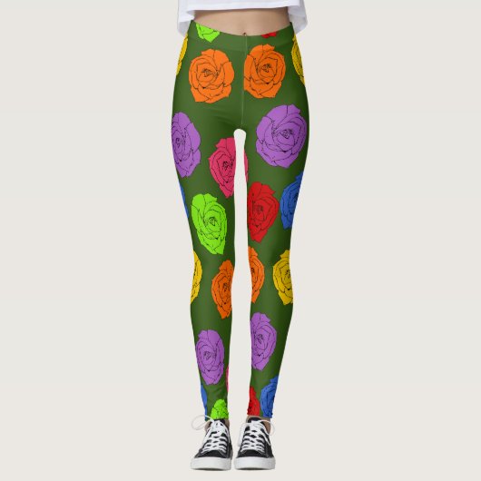 Levendige en kleurrijke Rozen - Groen Leggings (Voorkant)