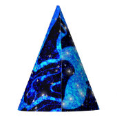 Levendige en kosmische blauwe glinsterende glitter feesthoedjes (Achterkant)