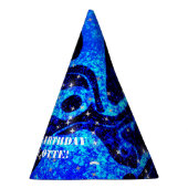 Levendige en kosmische blauwe glinsterende glitter feesthoedjes (Rechts)