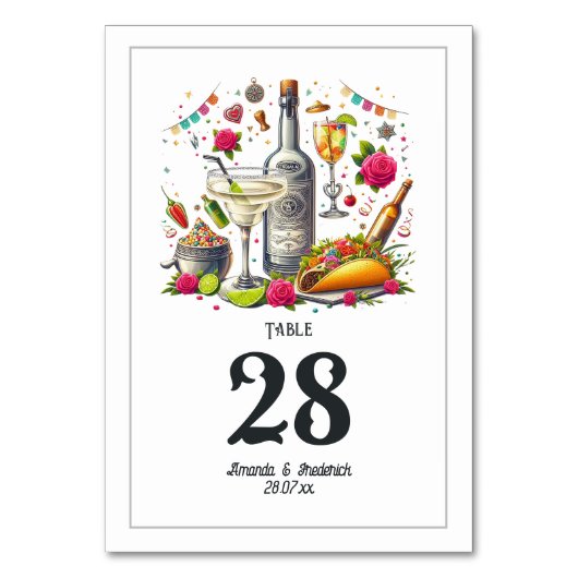 Levendige en leuke taco's en Tequila Fiesta bruilo Kaart (Achterkant)