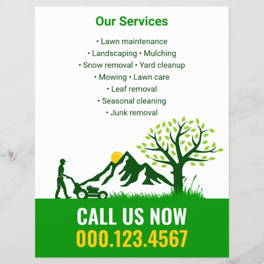 Levendige en professionele gazon & landschapsarchi flyer (Achterkant)