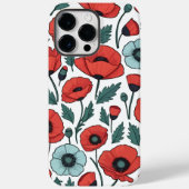 Levendige en rode Poppy Bloemen Illustratiepatroon Case-Mate iPhone Case (Achterkant)