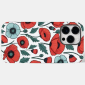 Levendige en rode Poppy Bloemen Illustratiepatroon Case-Mate iPhone Case (Achterkant (horizontaal))