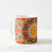 Levendige energiekleuren: mandala design. koffiemok (Voorkant links)
