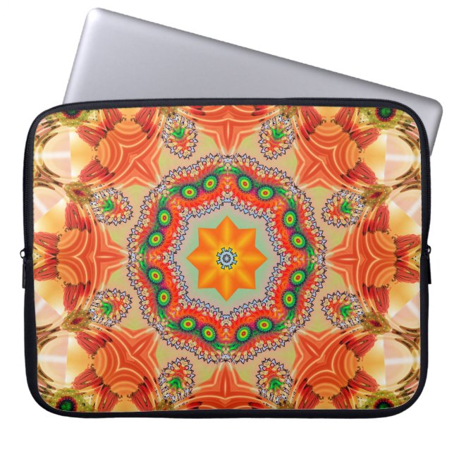 Levendige energiekleuren: mandala design. laptop sleeve (Voorkant)