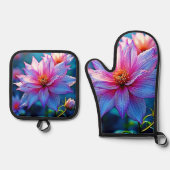 Levendige etherische bloei artwork ovenwant & pannenlap set (Voorkant)