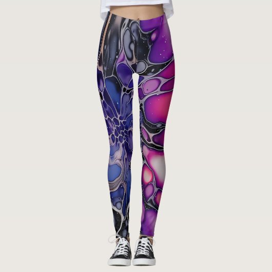 Levendige Etherische Paarse-toned Indie Art Leggings (Voorkant)