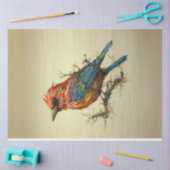 Levendige exotische gekleurde pop art bird decoupa tissuepapier (Craft)