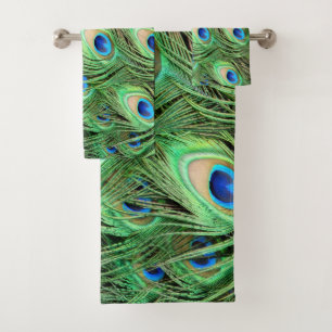Levendige exotische peacock-veren bad handdoek