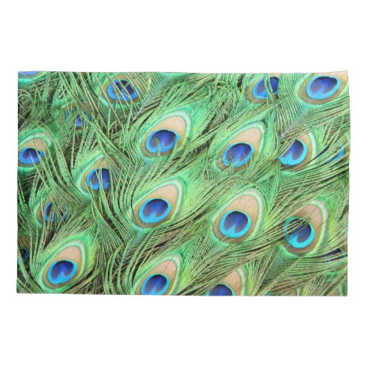 Levendige exotische peacock-veren kussensloop (Achterkant)