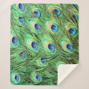 Levendige exotische peacock-veren sherpa deken