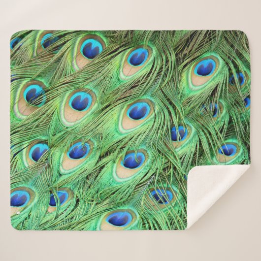 Levendige exotische peacock-veren sherpa deken (Voorkant (horizontaal))
