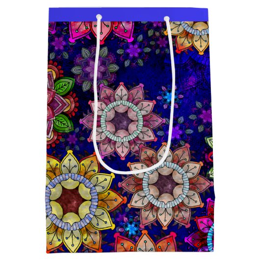 Levendige Exploding Waterverf Mandala's - Medium Medium Cadeauzakje (Achterkant)