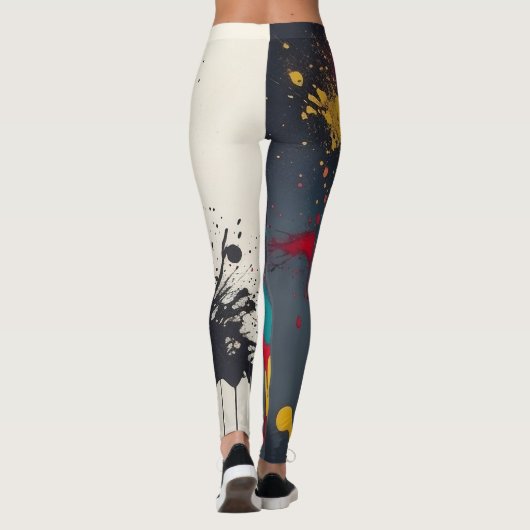 Levendige Eye Catching Splatter Drip Abstracte kun Leggings (Achterkant)