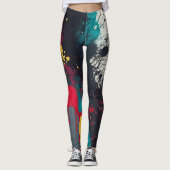 Levendige Eye Catching Splatter Drip Abstracte kun Leggings (Voorkant)