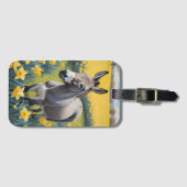 Levendige ezel en gele narcissen bagagelabel (Voorkant (horizontaal))