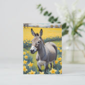 Levendige ezel en gele narcissen briefkaart (Staand voorkant)