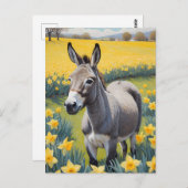 Levendige ezel en gele narcissen briefkaart (Voorkant / Achterkant)
