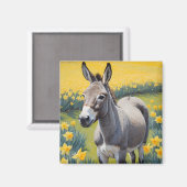 Levendige ezel en gele narcissen magneet (Voorkant / Achterkant)