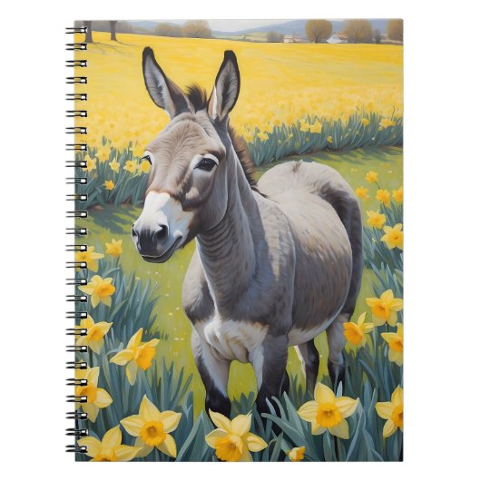 Levendige ezel en gele narcissen notitieboek (Voorkant)