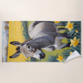 Levendige ezel en gele narcissen strandlaken (Voorkant)