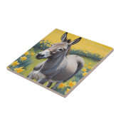 Levendige ezel en gele narcissen tegeltje (Zijkant)