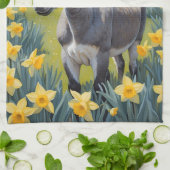 Levendige ezel en gele narcissen theedoek (Gevouwen)