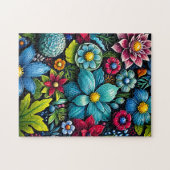 Levendige fantasie bloementuin legpuzzel (Horizontaal)